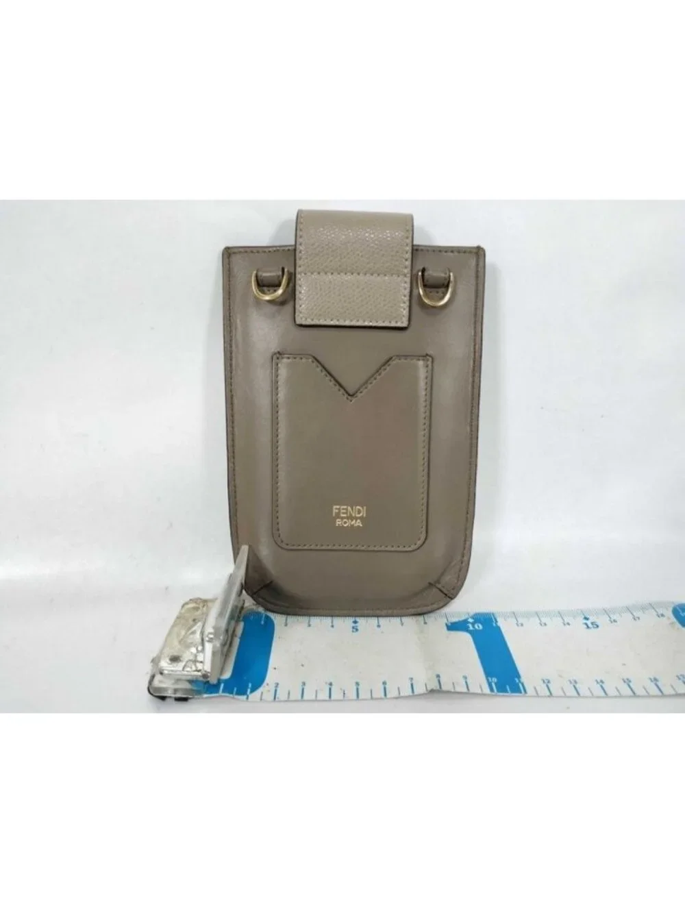 Fendi Shoulder Bag FF Diamond Phonepouch Greige Type Leather Smartphoneshoulder